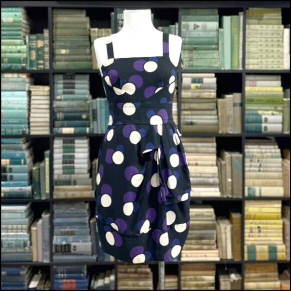 Marc by Marc Jacobs Polka Dot Bubble Dress Womens Size 2 Black Purple Y2K - Picture 1 of 11